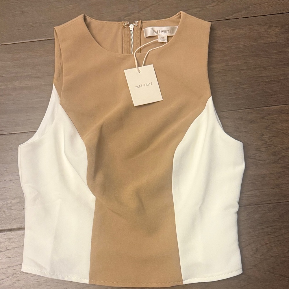 Tan and White Women's Tank Top by Flat White for Anthropology